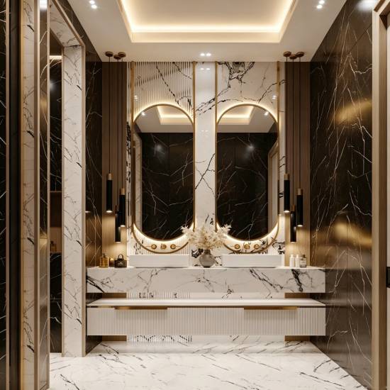 Picture of Premium Wall Hung Stainless Steel Vanity with Mirror Cabinet, Modern Luxury Style