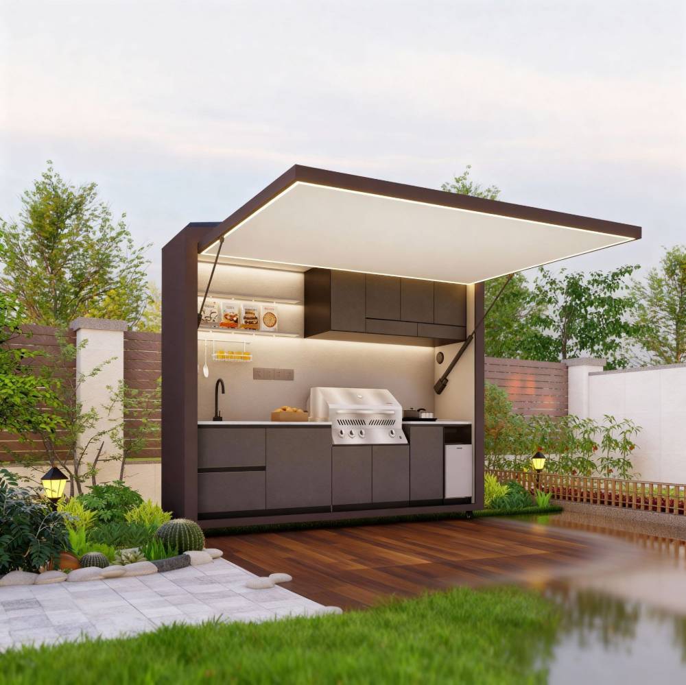 Premium Outdoor Mobile Kitchen, Foldable Stainless Steel Cooking Cabinet for Camping, Patio and Parties