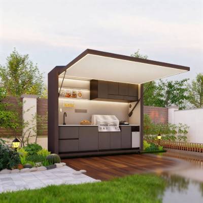 Premium Outdoor Mobile Kitchen, Foldable Stainless Steel Cooking Cabinet for Camping, Patio and Parties