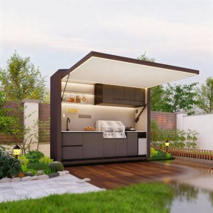 Picture of Premium Outdoor Mobile Kitchen, Foldable Stainless Steel Cooking Cabinet for Camping, Patio and Parties