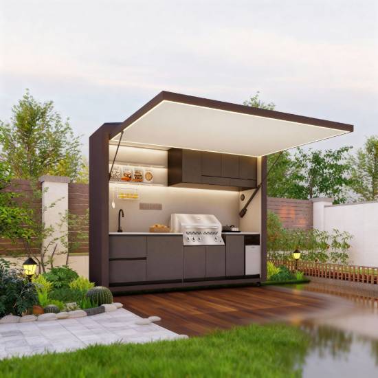 Picture of Premium Outdoor Mobile Kitchen, Foldable Stainless Steel Cooking Cabinet for Camping, Patio and Parties