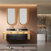 Picture of Customisable Modern Stainless Steel Bathroom Vanity with Seamless Basin and Mirror Cabinet