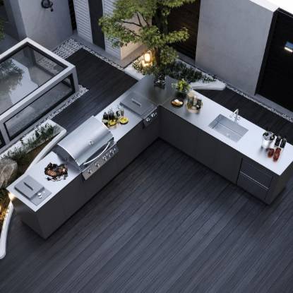 Picture of Custom Outdoor Stainless Steel Kitchen Cabinets for Patio Entertaining, Open Villa Style