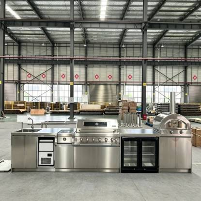 Picture of Custom Outdoor Stainless Steel Mobile BBQ Kitchen Cabinet, Commercial Grade