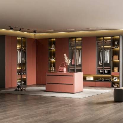 Picture of L-Shaped Corner 304 Stainless Steel Wardrobe, Floor-to-Ceiling Door, Custom Walk-In Robe