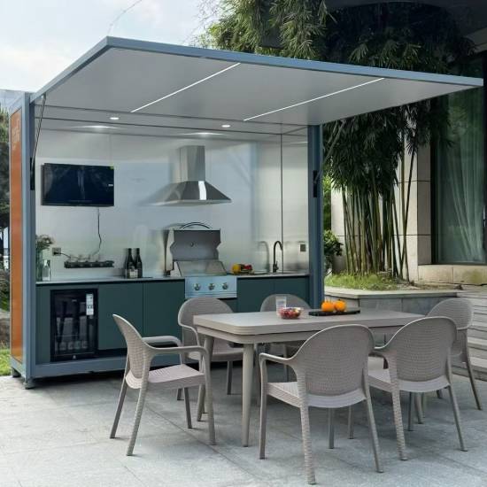 Picture of Custom Foldable Outdoor Mobile Stainless Steel Kitchen Cabinet, Multifunctional Cooking Unit