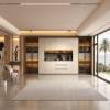 Picture of Custom Stainless Steel Sideboard and Wine Cabinet, Glass Door Illuminated Display