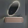 Picture of Customisable Wall-Hung Stainless Steel Vanity with Round LED Mirror Storage Cabinet