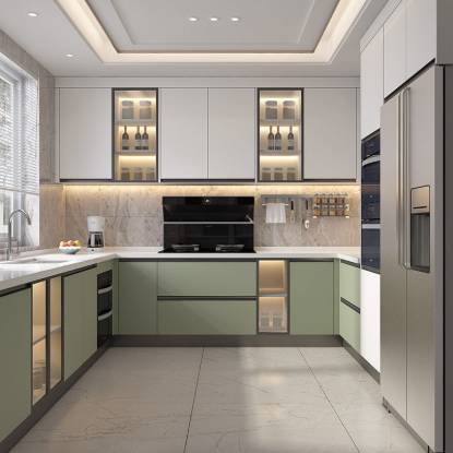 Picture of Customisable 304 Stainless Steel Kitchen Cabinets with Cooktop Bench, Modern Home Kitchen