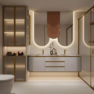 Premium Wall Hung Stainless Steel Vanity with Integrated Ceramic Basin and Smart Mirror Cabinet