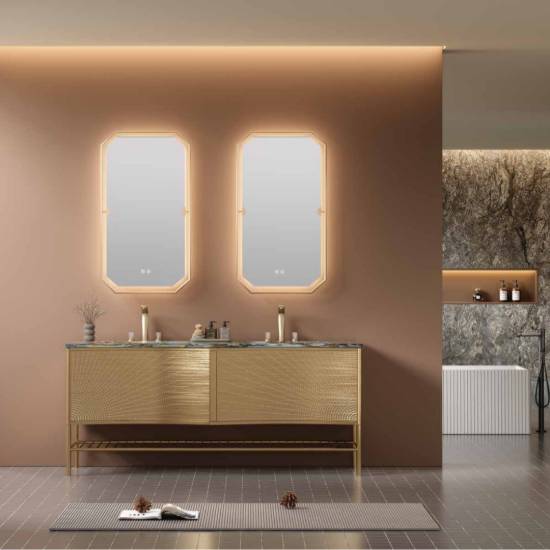 Picture of Stainless Steel Bathroom Vanity Set with Seamless Ceramic Integrated Basin, Modern