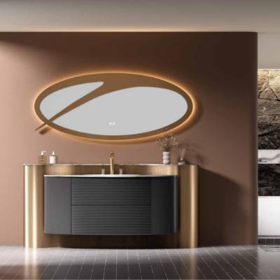 Modern Smart Stainless Steel Vanity with Seamless Marble Top