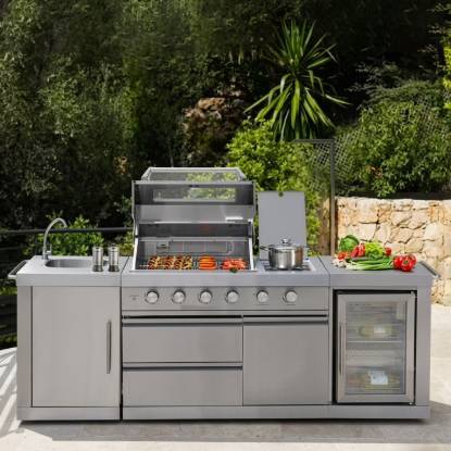 Picture of Custom Outdoor Stainless Steel Modular Kitchen Cabinets, European and American Style