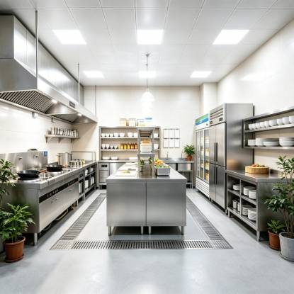 Picture of Commercial Stainless Steel Kitchen Equipment, Restaurant and Hotel Back-Kitchen Workbench, Full Cabinet Set