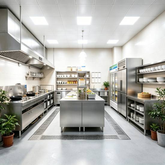 Picture of Commercial Stainless Steel Kitchen Equipment, Restaurant and Hotel Back-Kitchen Workbench, Full Cabinet Set