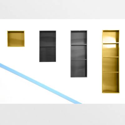 Stainless Steel Concealed Recessed Niche Cabinet with Shelf, Metal TV Niche, Hotel Bathroom