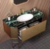Picture of Mid-Century Painted Stainless Steel Vanity, Sintered Stone Top, Ceramic Double Basin