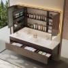 Picture of Mid-Century Painted Stainless Steel Vanity, Sintered Stone Top, Ceramic Double Basin