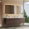 Picture of Mid-Century Painted Stainless Steel Vanity, Sintered Stone Top, Ceramic Double Basin
