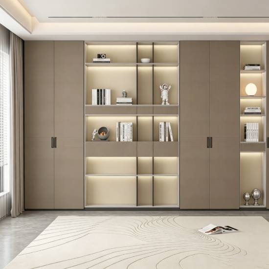 Picture of Customisable Stainless Steel Bookcase, Full-Wall Floor-to-Ceiling Display Cabinet, Home Storage Unit