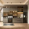 Picture of Customisable Modern Dark Timber Colour Stainless Steel Kitchen Cabinets, Open Style
