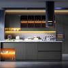 Picture of Custom Stainless Steel Kitchen Cabinets, Cream Style Open Kitchen, Quartz Stone Benchtop
