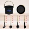 Picture of 7L Sprayed Aluminium Sauna Bucket and Ladle, Heat Resistant, Black or White, Timber Handle