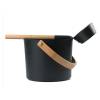 Picture of 7L Sprayed Aluminium Sauna Bucket and Ladle, Heat Resistant, Black or White, Timber Handle