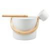 Picture of 7L Sprayed Aluminium Sauna Bucket and Ladle, Heat Resistant, Black or White, Timber Handle