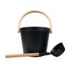 Picture of 7L Sprayed Aluminium Sauna Bucket and Ladle, Heat Resistant, Black or White, Timber Handle