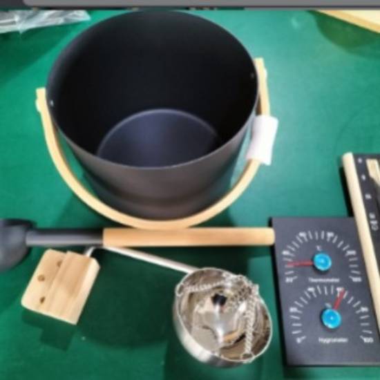 Picture of Sauna Accessory Set, Black Sauna Bucket, Thermo-Hygrometer, Hourglass and Aroma Bowl