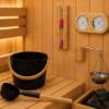 Picture of Sauna Accessory Set, Black Sauna Bucket, Aroma Bowl, Pine Thermo-Hygrometer and Hourglass