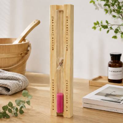 Sauna Hourglass Timer, Solid Timber 15 Minute Sand Timer, Sauna Accessory