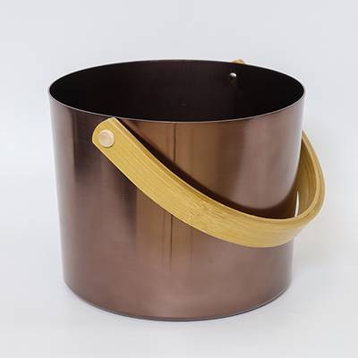 Sauna Aluminium Bucket with Wooden Handle, Water Pail for Home and Commercial Sauna