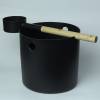 Picture of Black Aluminium Sauna Bucket with Wooden Ladle, Nordic Finnish Sauna Accessory, High-Temperature Resistant
