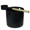 Picture of Black Aluminium Sauna Bucket with Wooden Ladle, Nordic Finnish Sauna Accessory, High-Temperature Resistant