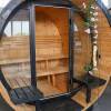 Picture of Caisheng Outdoor Carbonised Spruce Round Barrel Sauna, Traditional Steam Sauna