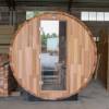 Picture of Outdoor Red Cedar Round Barrel Dry Sauna, Traditional Wellness Sauna Cabin