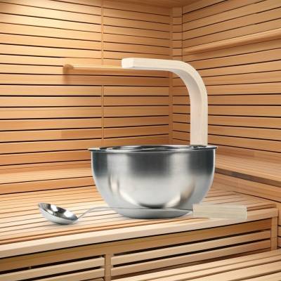 Stainless Steel Sauna Bucket and Ladle, 4-8 Litre, Traditional Dry Sauna Water Pail