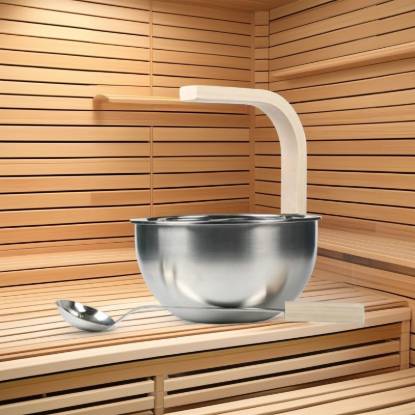 Picture of Stainless Steel Sauna Bucket and Ladle, 4-8 Litre, Traditional Dry Sauna Water Pail