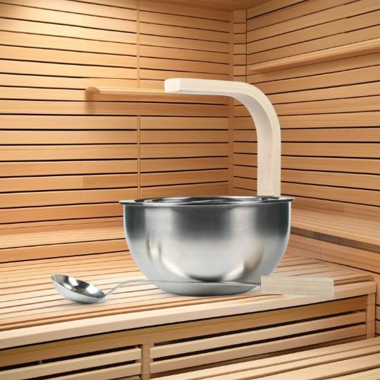 Picture of Stainless Steel Sauna Bucket and Ladle, 4-8 Litre, Traditional Dry Sauna Water Pail