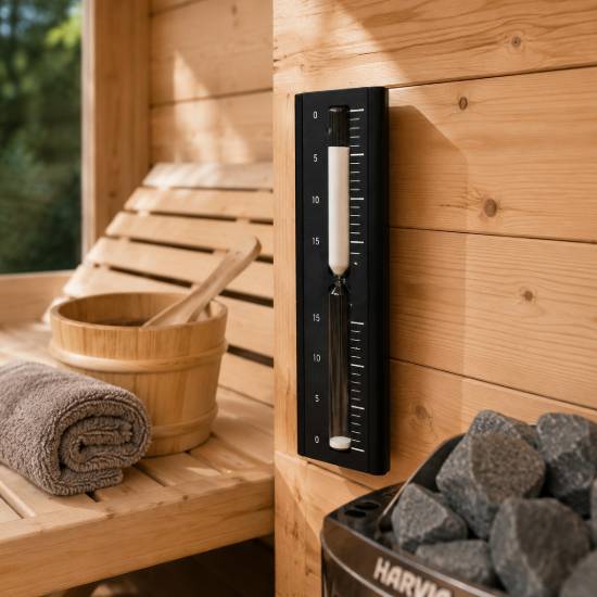 Picture of Wall Mounted Timber Sauna Hourglass, Dual Scale Glass Timer, Commercial Sauna Accessory