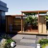 Picture of Customisable Outdoor Multifunctional Sauna Cabin with Changing Room and Ice Bath, Dry Sauna, Carbonised Spruce