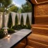 Picture of Outdoor Panoramic Glass Sauna, Red Cedar or Hemlock Dry and Steam Room, Custom