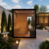 Picture of Outdoor Panoramic Glass Sauna, Red Cedar or Hemlock Dry and Steam Room, Custom