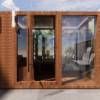 Picture of Luxury Outdoor Red Cedar Sauna with Dry and Steam Rooms and Shower Cubicle, Garden Spa