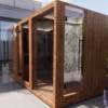 Picture of Luxury Outdoor Red Cedar Sauna with Dry and Steam Rooms and Shower Cubicle, Garden Spa