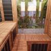 Picture of Luxury Outdoor Red Cedar Sauna with Dry and Steam Rooms and Shower Cubicle, Garden Spa