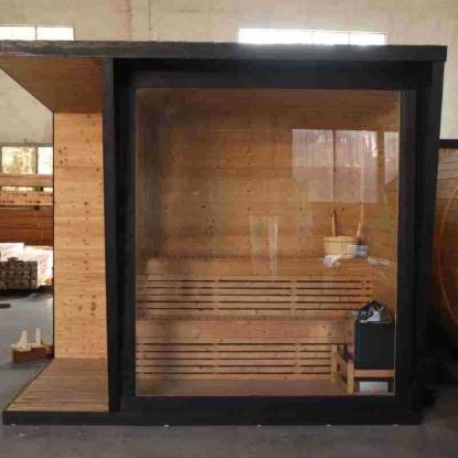 Picture of Modular Outdoor Dry Sauna, Red Cedar, Hemlock or Spruce, Wood-Fired Heater, Customisable