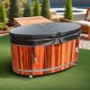 Picture of Customisable Oval 304/316 Stainless Steel Cold Plunge Tub with Red Cedar Skirt and Split Chiller Unit